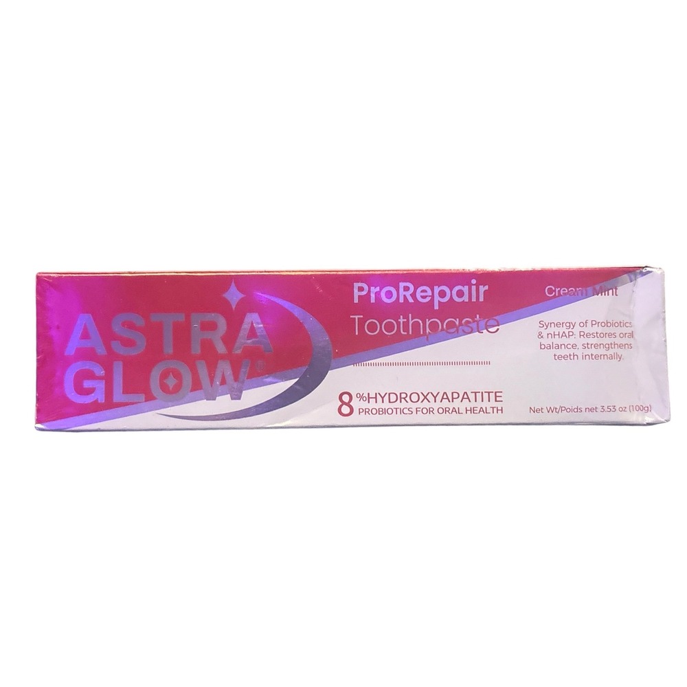NEW AstraGlow ProRepair Toothpaste 8% Nano Hydroxyapatite Probiotics 3.53 oz